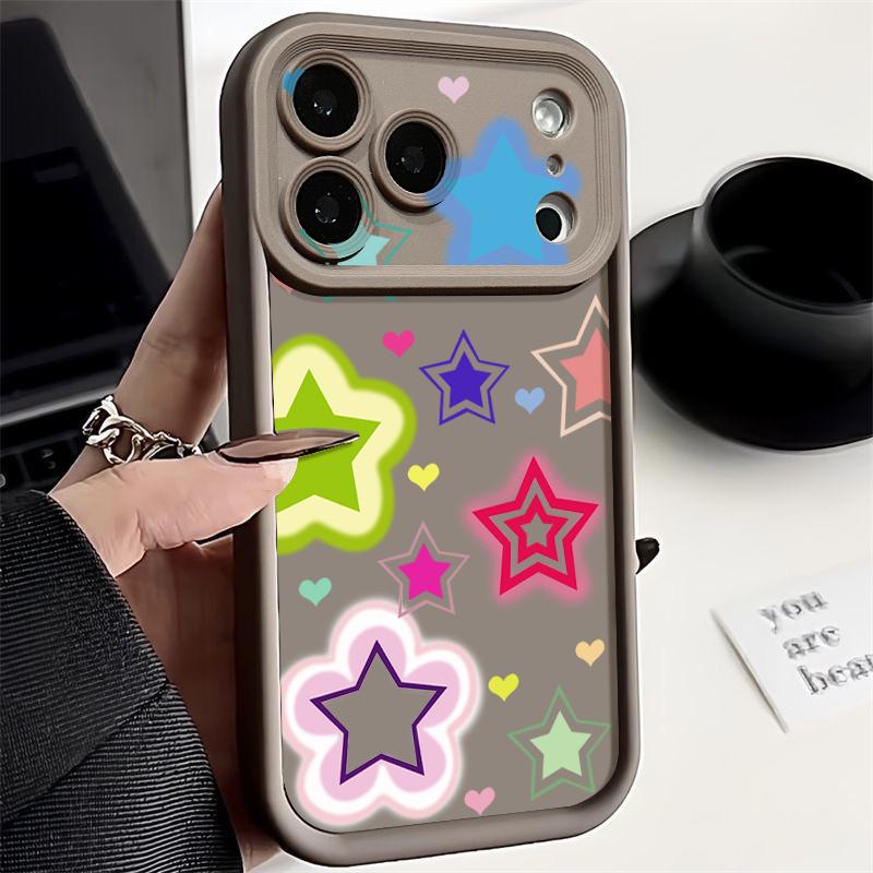 Shockproof Phone Case For iPhone 17 Pro Max Blended Colorful Stars Pattern Silicone Cover For iPhone 16 Pro Max Cover iPhone 15 14 13 12 11 16E