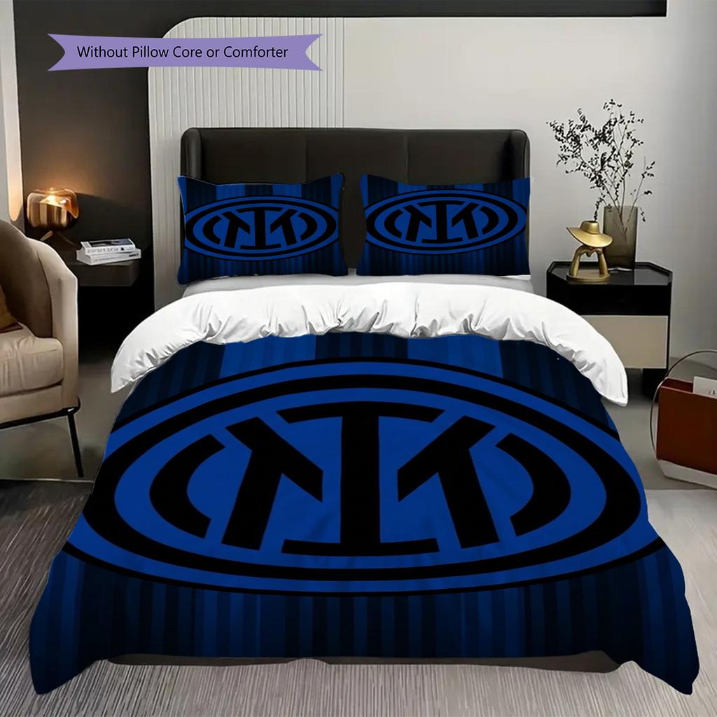 Biancheria da letto con design dello stemma dell'Inter (1 * copripiumino + 2 * federa, senza nucleo) Regalo di compleanno di Natale Set biancheria da letto Morbido e confortevole
