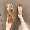 Rhinestone Sandals Women's Summer New Toe Wind PVC Rear Elastic Band 41ladies Sandals