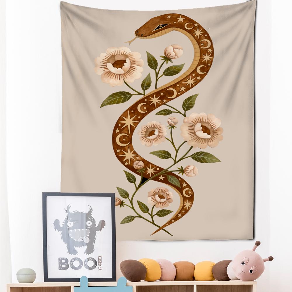 Sun Moon Star Tarot Tapestry Wall Hanging Astrology Divination Witchcraft Hippie Goddess Plant Flower Bedroom Home Decor