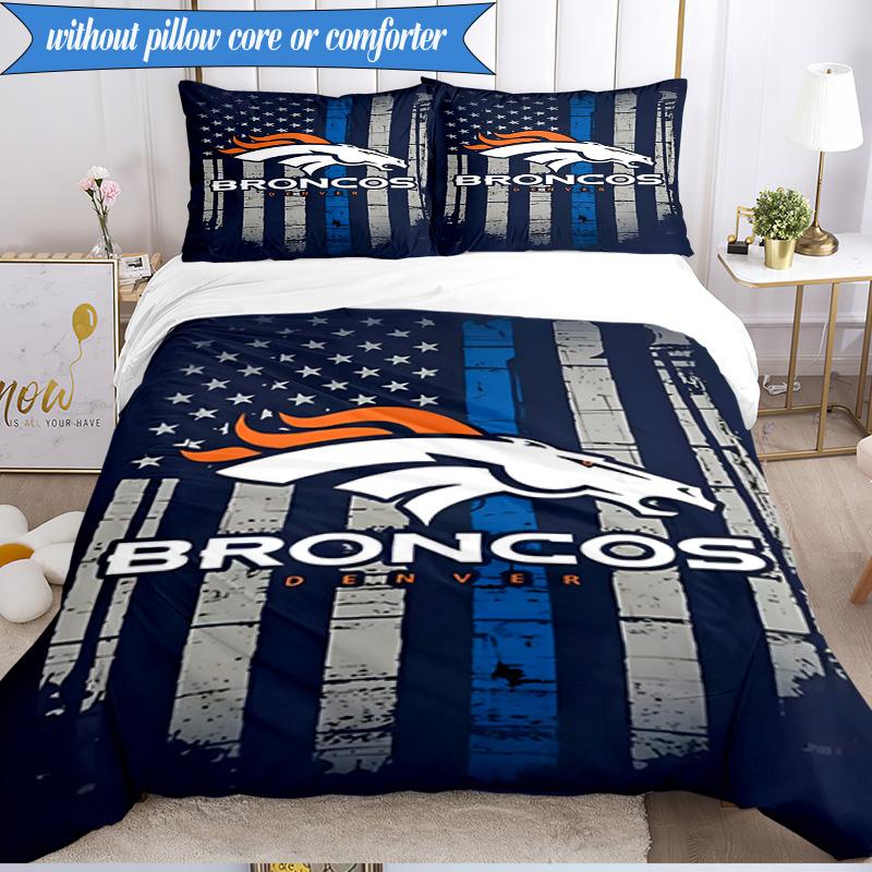 Denver Broncos 3pcs Bedding,Including 1pc Duvet Cover And 2pcs Pillowcases Perfect for Christmas,Ideal for Bedroom, Dormitory