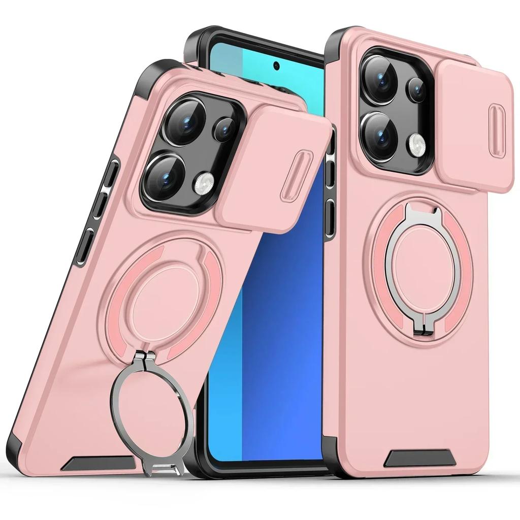 Shockproof Magnetic Case for Xiaomi 14T Pro 5G Redmi Note 13 Pro Plus Poco X6 Pro M6 Slide Camera Lens Metal Ring Stand Cover