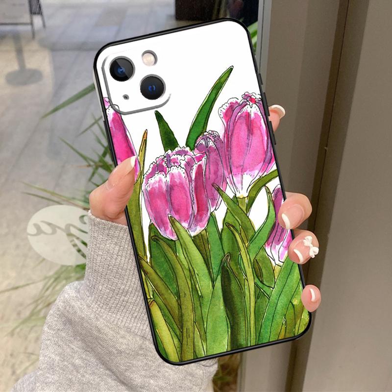 Tulips Flower Spring Case For iPhone 16 Pro Max 15 14 12 11 13 17 Pro Max Plus 12 13 Mini 16e 17 Air Back Cover