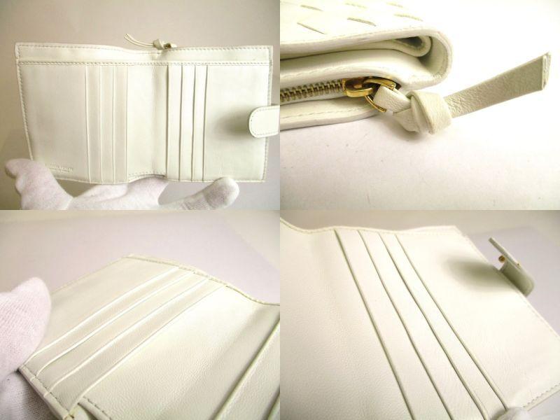Authentic BOTTEGA VENETA Intrecciato White Leather Bifold Wallet Compact Wallet #9692  Refurbished