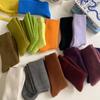 Damen Baumwolle Lockere Socken Herbst Winter Stricken Einfarbige Lange Schwarz Rosa Koreanische Japanische Schülerinnen Winterstrümpfe Retro