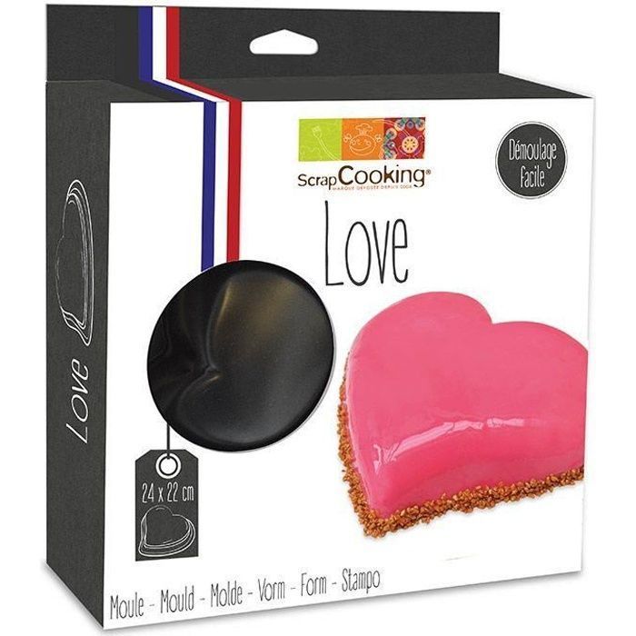 Moule à gâteau - SCRAPCOOKING - Cœur - Polystyrène alimentaire - Noir - Démoulage facile