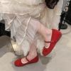 French fairy square head ballet shoes new autumn bow skirt single shoes soft-soled Mary Jane shoes