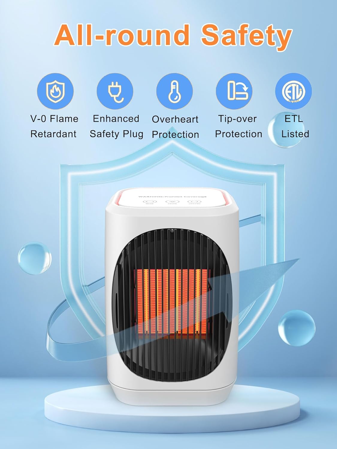 

Portable 1500W Electric Heater with 3 Modes, Remote Control, Overheat Protection for Bedroom or Office Desk United States