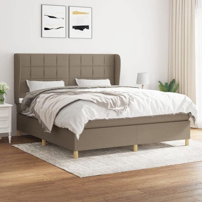 Maison Exclusive - Sommier à lattes de lit avec matelas Taupe 180x200 cm Tissu