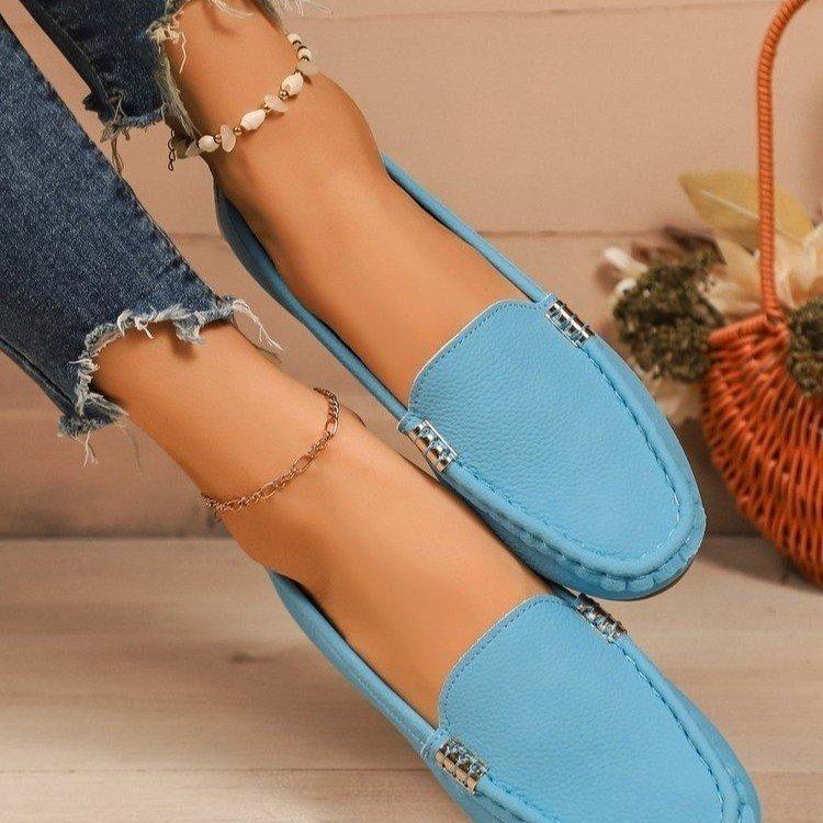 Large size European and American women's shoes 2026 summer new women's shoes casual flat-soled beanie shoes round head shallow mouth single shoes
