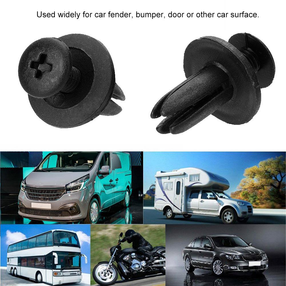 Car Door Panel Trim Clips   Bumper Fastener Push Rivet Retainer 50pcs Black Plastic 6mm   Fit for Sedan   Hatchback