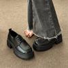 Japonské černé kožené boty dámské 2025 nové podzimní a zimní retro britský styl silná podrážka zvýšení všestranné šněrovací jk jednoboty