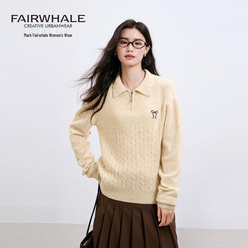 

Mark Fairwhale Women s Polo Collar Cable Knit Wool Sweater One Size (90-140 lbs recommended)