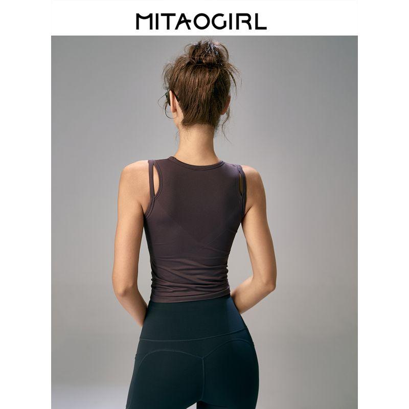 Mitaogirl Kendall Sports Vest Women Quick-Drying Slim Fit Cycling Yoga Clothes Sleeveless With Chest Pad Fitness Top