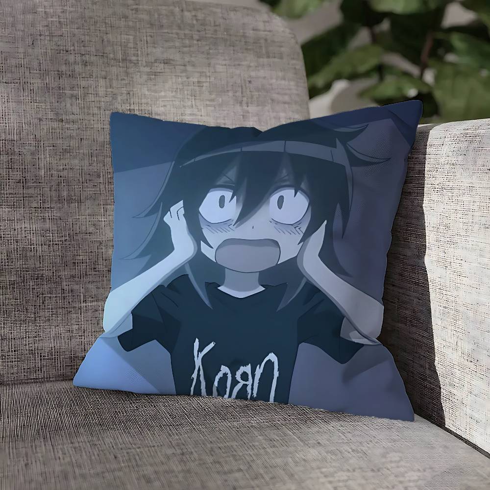 W-Watamote Tomoko Kuroki Pillow Case For Sofa Decor Car Office Room Printing Cushion Cover Decorations and Protector