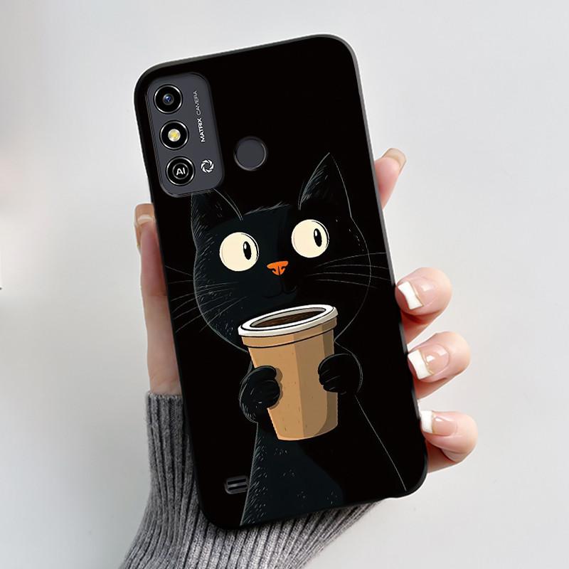 Phone Case For ZTE Blade A53/A53 Plus/Optus X Delight 2 Jelly Soft Black Cover Cute Printed Pattern Rabbit Lamp Penguin Casing