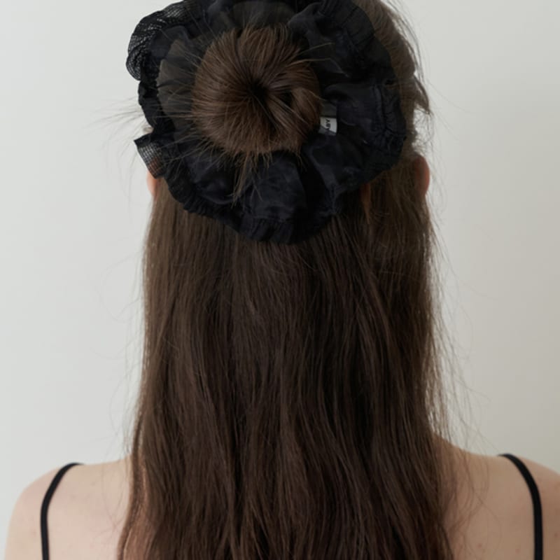 KINDABABY Organdy Petit Lace Scrunch - Black