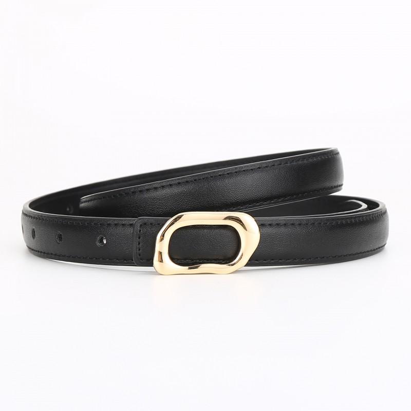 Womens Genuine Leather Thin Belt With Zinc Alloy Buckle Office Casual Pants Chic Waist Accessory