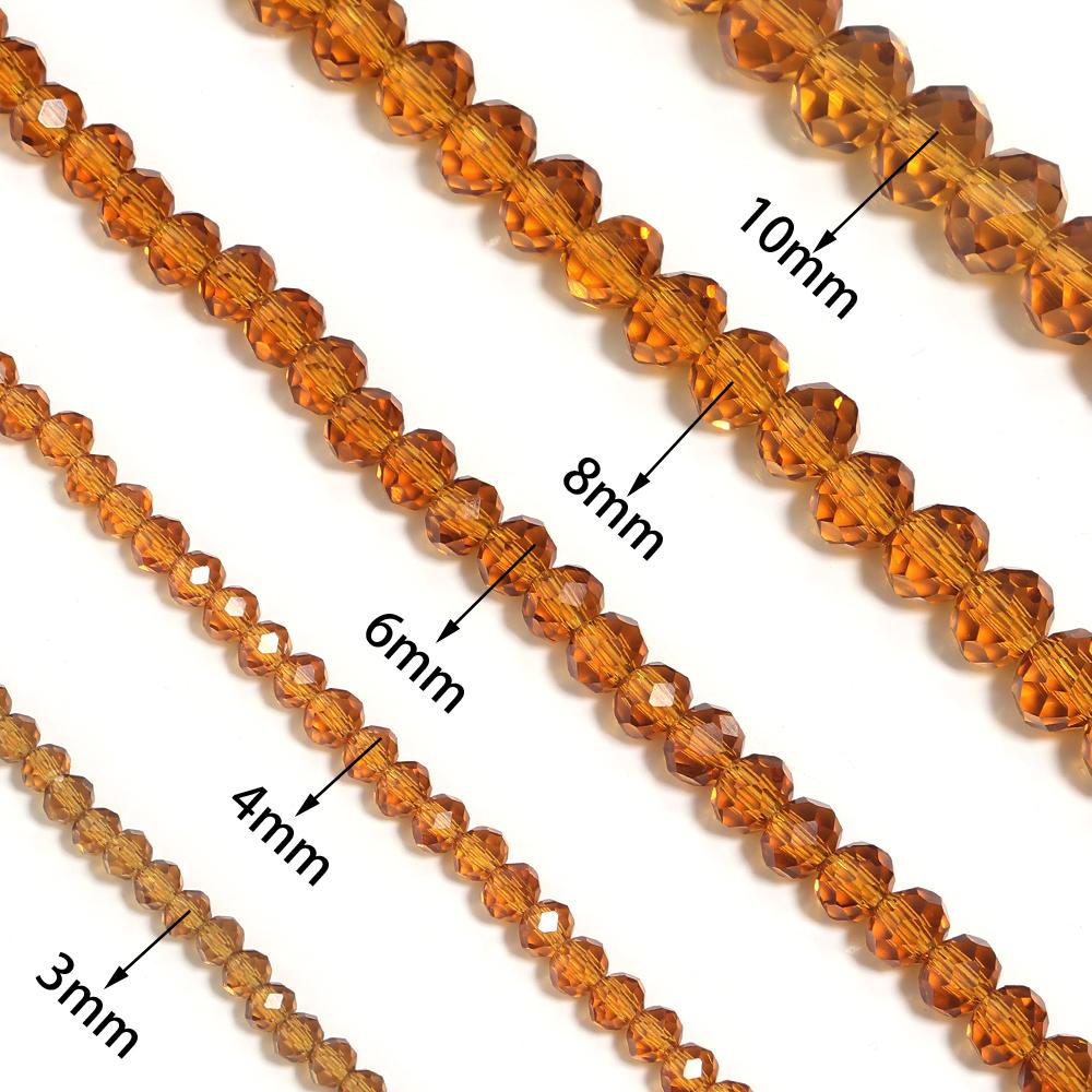 1 Strand Faceted Crystal Glass Beads Brown Loose Spacer Beads For Jewelry Making DIY Bracelet Necklace Accessories 3/4/6/8/10mm