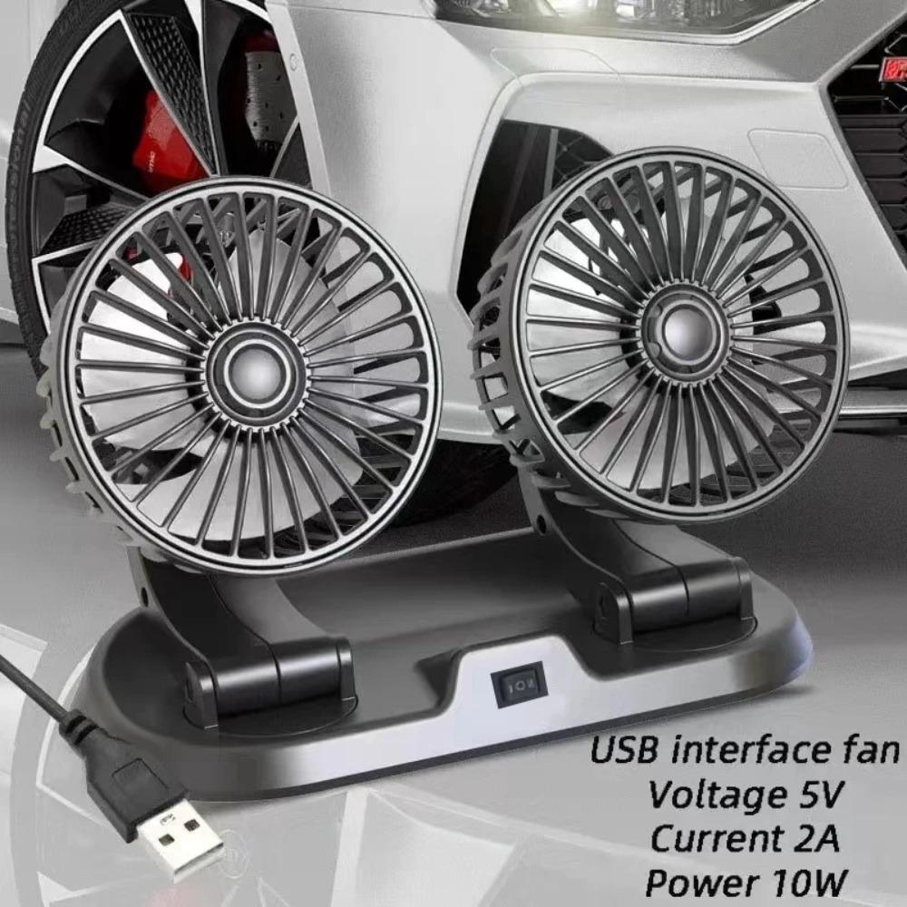 5V 12V 24V Car Fan Dual Head USB Cooling Fan 2 Speeds Adjustable Auto Air Cooler Car Accessories Wind Regulator