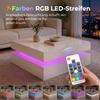 LED-Couchtisch mit Stauraum, 2-stufiger moderner Mitteltisch mit offenem Fach und Fernbedienung für das Wohnzimmer, Hochglanz Weiß