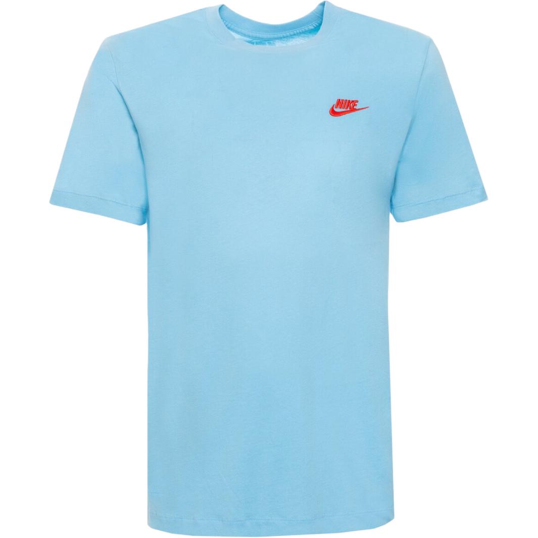 

Однотонная футболка Nike с круглым вырезом и короткими рукавами, топы унисекс, небесно-голубой AR4997-499 M