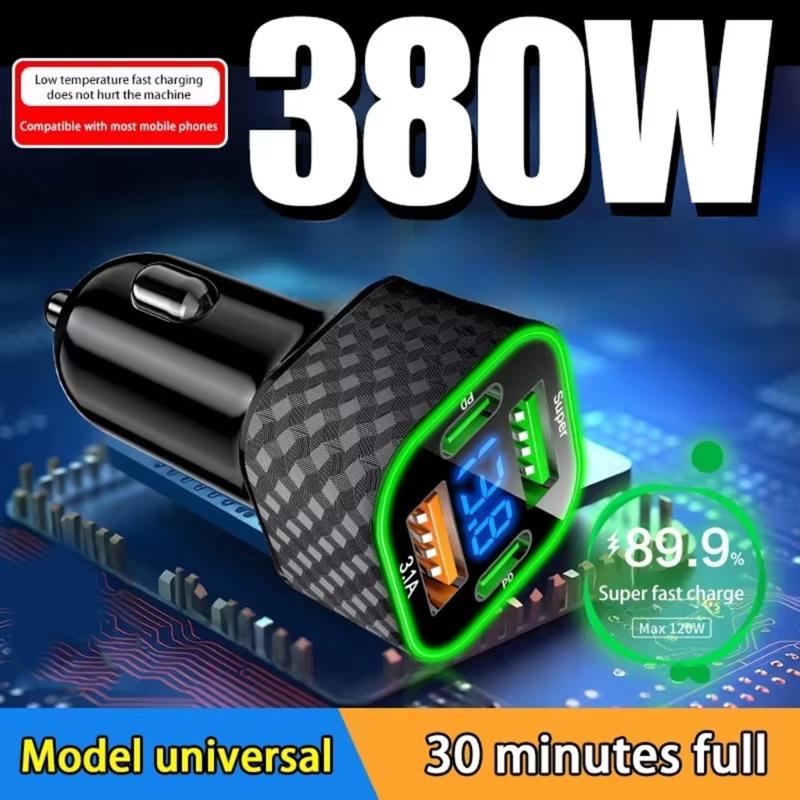 Intelligent  4 Port Car Chargers  Double  PD USB 3.1A Rapid Chargers  Universal 12V/24V Car Adapter Simple Installs for Vehicle Truck