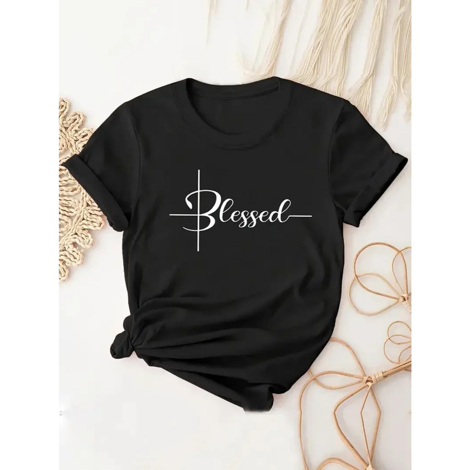 

Cute Graphic & Letter Print T-Shirt Casual Loose Short Sleeve Fashion Summer T-Shirts Tops Women s Clothing S чёрный
