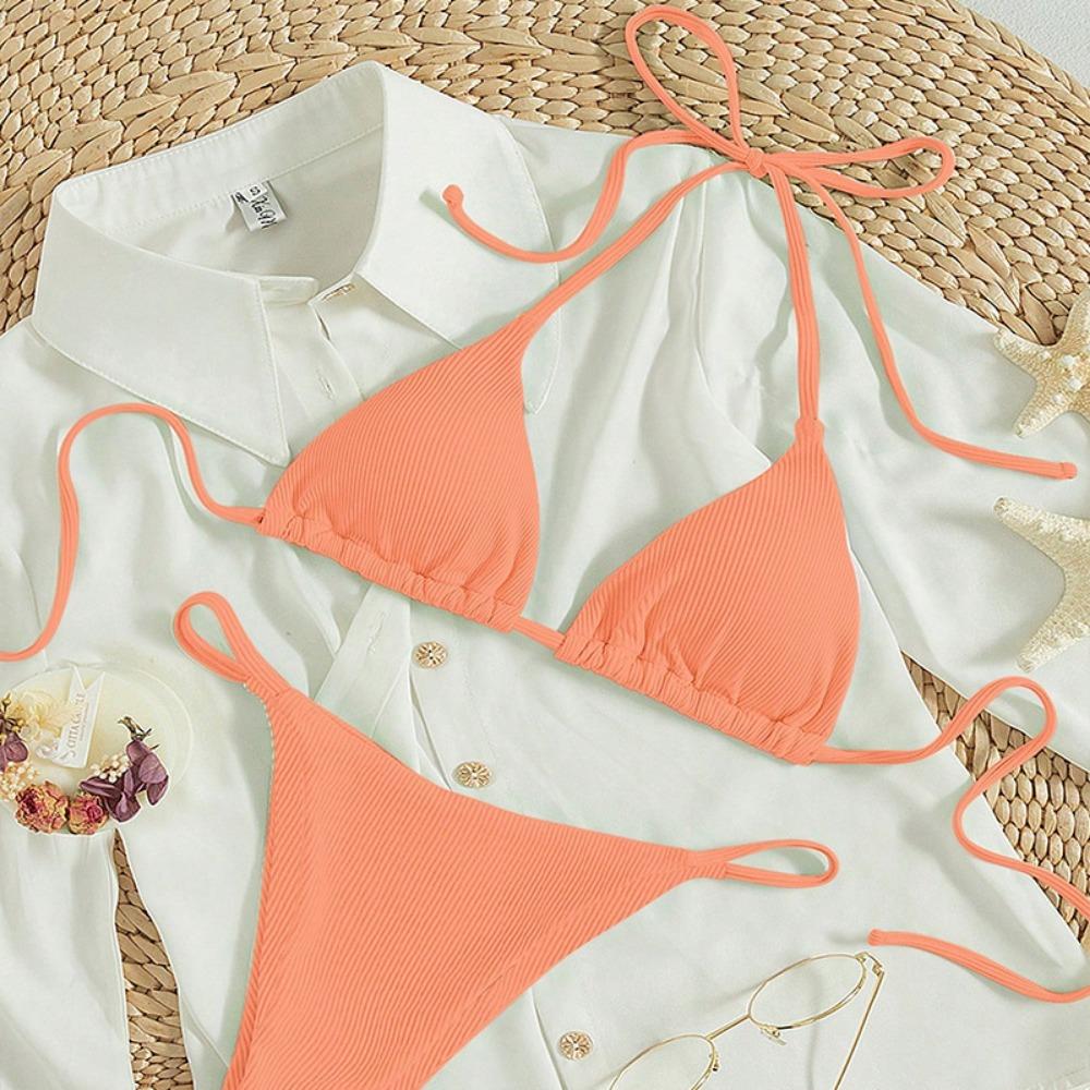 Lace-up Swimsuit Women's European and American Sexy Beach Bikini Hot Spring Swimsuit