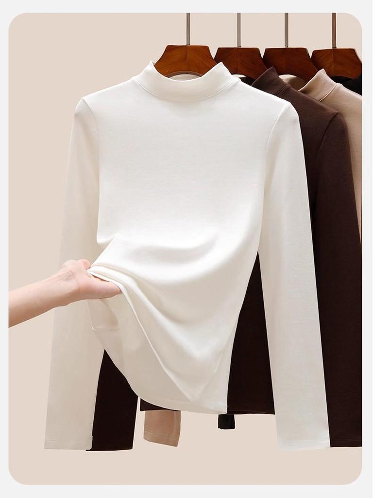 Women's Slim-Fit Half-High Collar Fleece Top for Fall/Winter 2025