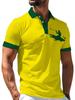 Men's Outdoor Polo Shirt, Available in Multiple Sizes, Featuring a Crocodile Rider Silhouette Print on the Chest. Vibrant, Casual, Stylish, and