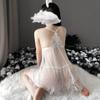 Erotic Lingerie Halter lace nightdress Sexy See-through Seductive Uniform Set for export one piece with hair strap 8037