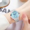 Silver Brand Edelstahl Blau Uhr für Damen Damenarmbanduhr, Wasserdicht, Name, Stilvoll, Business, Stahl, Luxus, Geschenk, Schlicht, Niedlich,