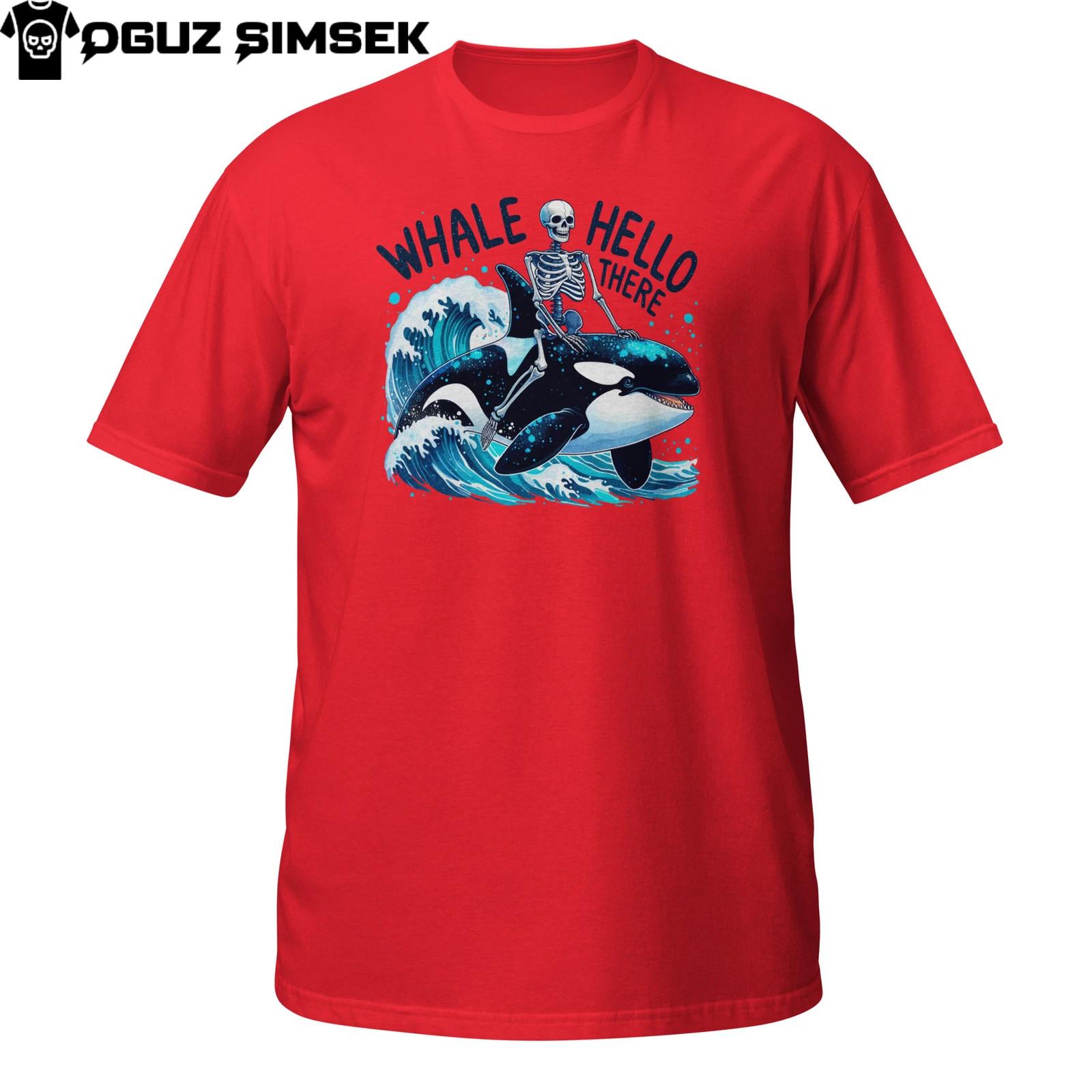 Whale Hello There Orca Skeleton T-Shirt Mens Womens Tees Top | Funny Sea Life Pun Tee Gift L
