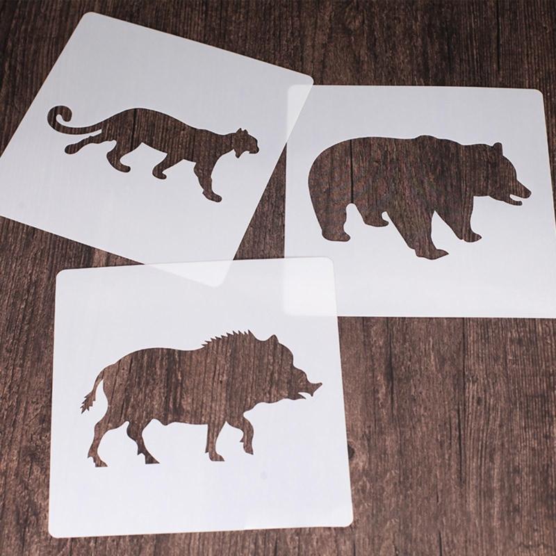 Reusable Animal Painting Stencils Various Pattern Silhouette DIY Craft Templates On Wood Wall Paper Card Canvas Door 9x
