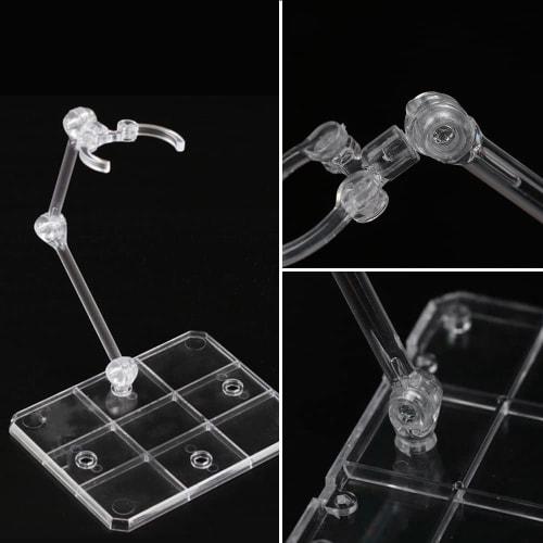 Samcos Plastic Model Figure Stands, Set of 2, 1/144 Scale Movable Display Stands for Dolls, Adjustable Angle, for Models, Dolls, and Figures (Clear)