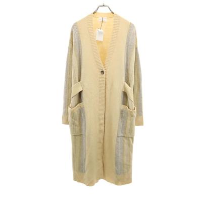 Unbenutzter FIKA Langarm Strick langer Cardigan M Elfenbein Damen Gebraucht
