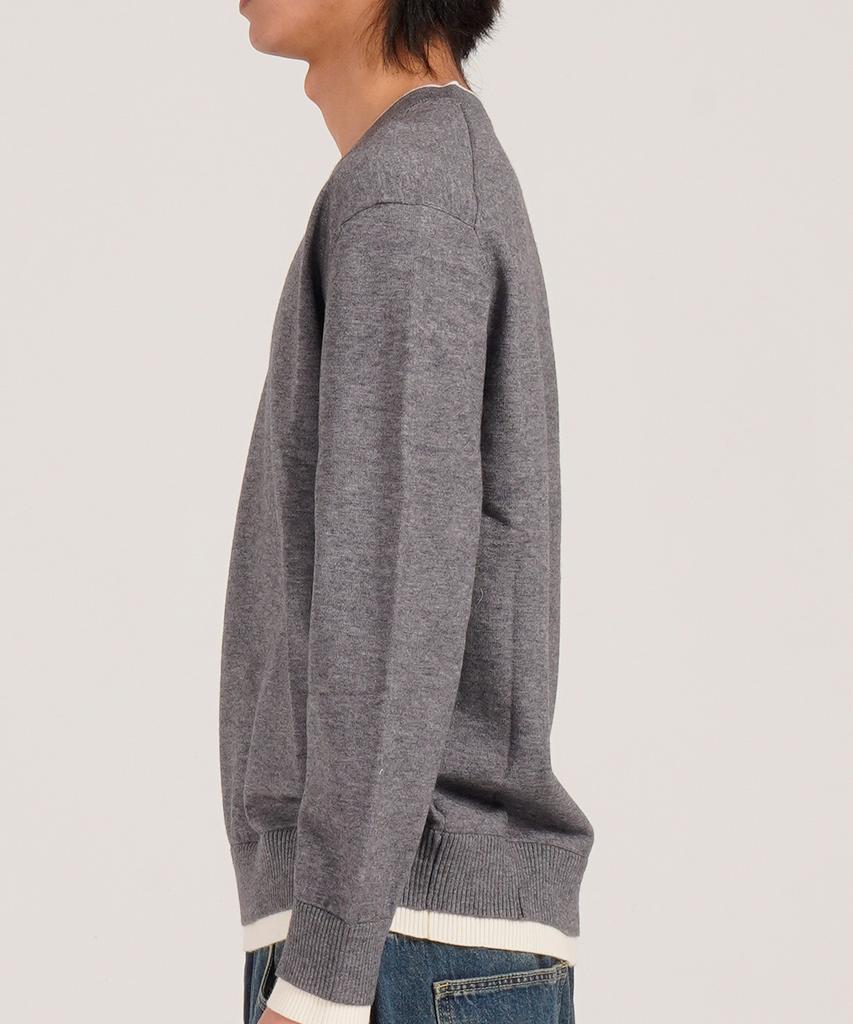 Beoteunseoul Wool Blend Layered V-Neck Knit (Gray)