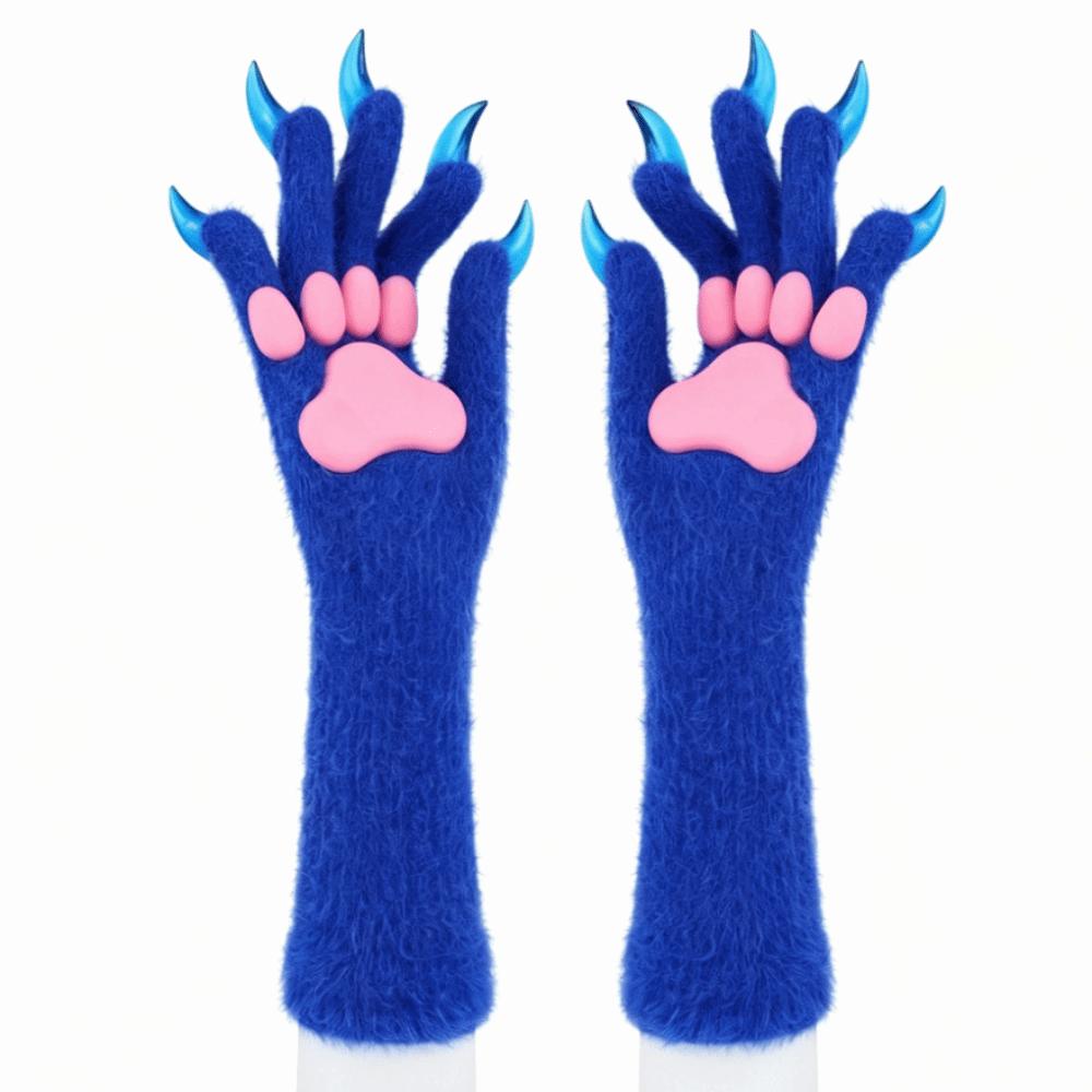 Lange Tierklaue Handhandschuhe Silikon-Pfotenpolster Plüschhandschuhe Neue Katzenklaue Handschuhe Verkleidung