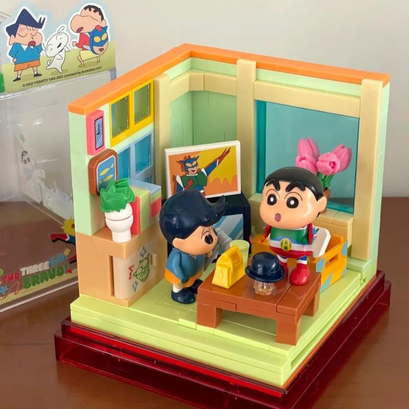 Ungiftige Kastenbausteine Crayon Shin Chan Anime Chorkammer Montagespielzeug Puppenhaus Kindergarten Puzzle Modell Ornament Geschenk