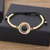 Nidin New Trendy Men Jesus Cross Bracelet 4mm Copper CZ Beads Handmade Adjustable Bangle for Women Party Wedding Jewelry Gifts