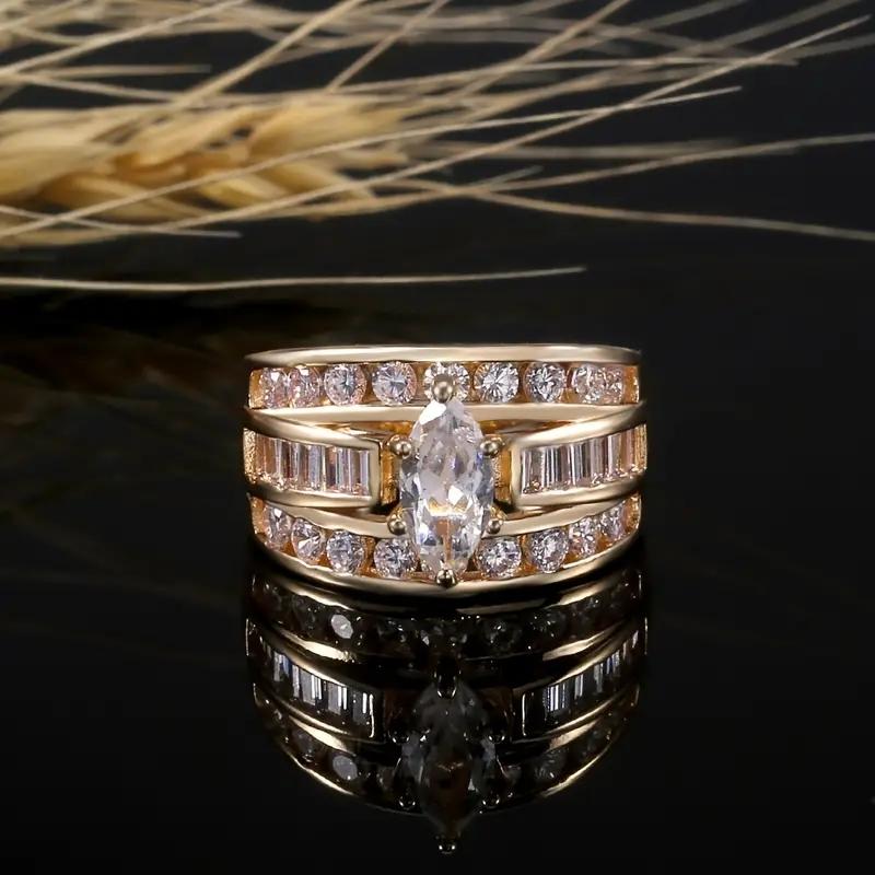 Huitan Luxury Marquise Cut Ring Female Gorgeous Anniversary Party Jewelry Noble Lady Fashion Engagement Ceremony Accessories