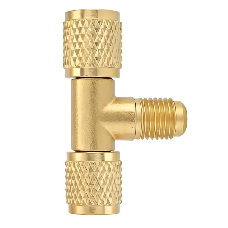 Valvole di Connessione Tripla in Ottone Ingegnerizzate con Precisione Adattatore per Manometro del Vuoto Robusto e Durevole per Strumenti a Vuoto