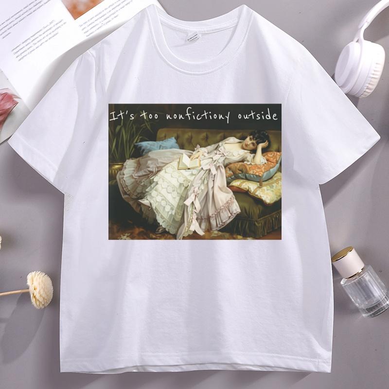 

Too Nonfictiony Outside TShirt Booktrovert Tshirt Book Lover Tee Fiction Reader Clothes Unisex Short Sleeve Printed Tshirts 3XL