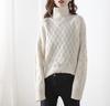 Women's High-Neck Ribbed Knit Sweater - Warm, Thick, Loose Fit for Autumn/Winter 2024, Korean Style