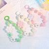 Heart Colorful Phone Lanyard Flower Keychain Crystal Phone Anti-lost Rope Colored Round Bead Cute Glitter Wrist Straps