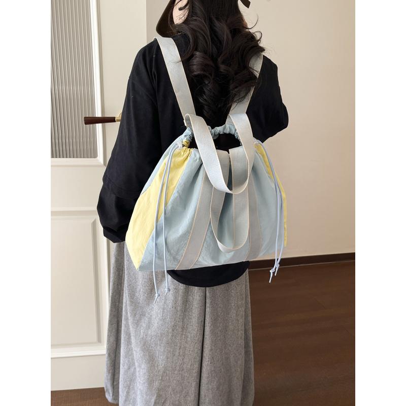 Multifunktionaler Damenrucksack in Colorblocking-Optik mit großem Fassungsvermögen, Kordelzug-Tragetasche, leichter Freizeit-Pendlerrucksack, m