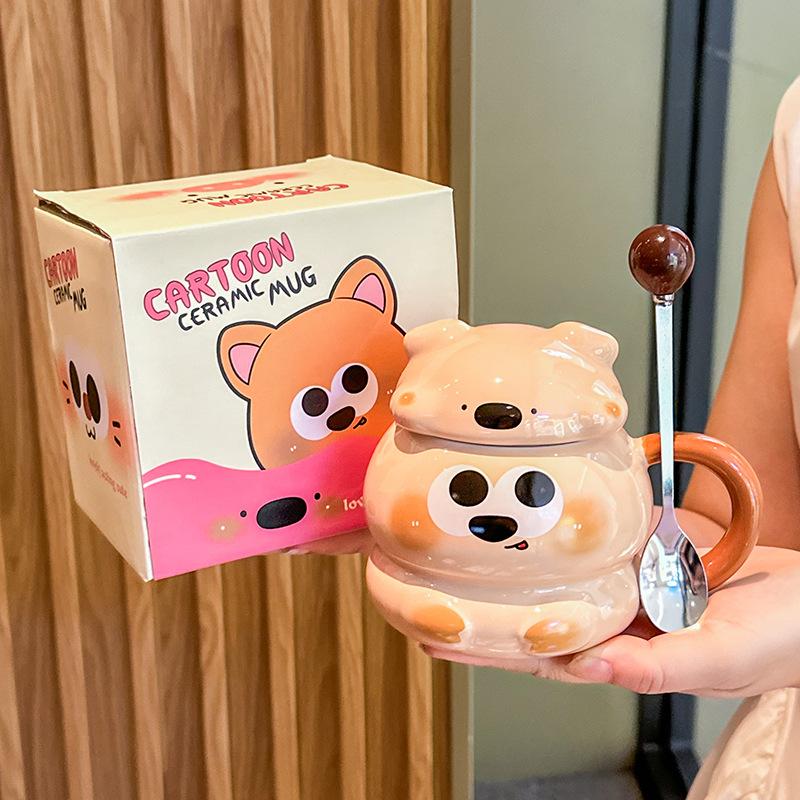 ins high-value cute pig cup ceramic mug home breakfast coffee cup for girls' birthday gifts