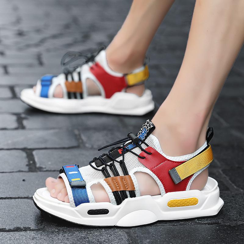 

Summer sandals mesh breathable open-toed slippers color matching popular beach shoes Roman slippers Vietnamese sandals 39