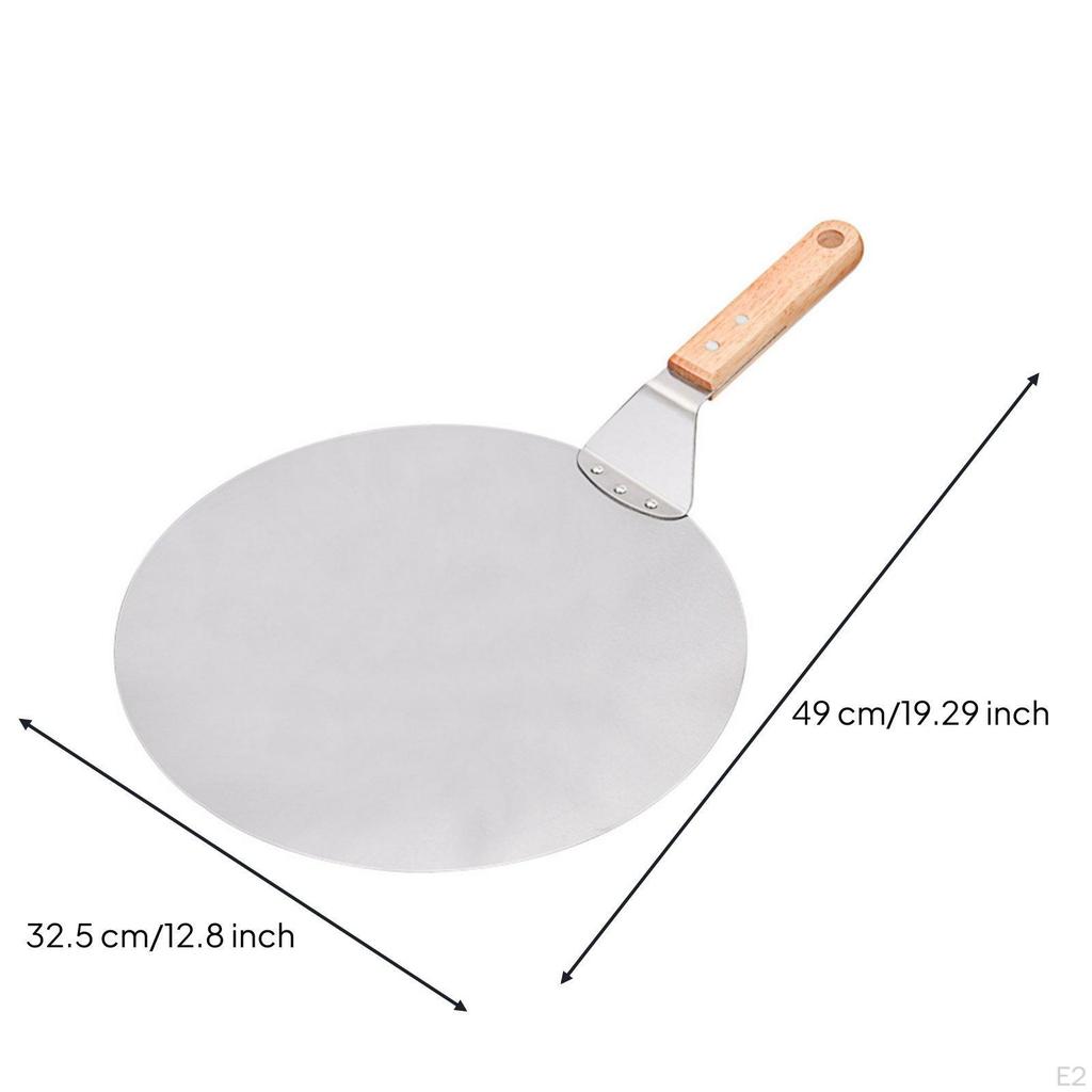 Wood Handle Pizza Peel Stainless Steel Transfer RustResistant Cooking Tool for Oven Oak